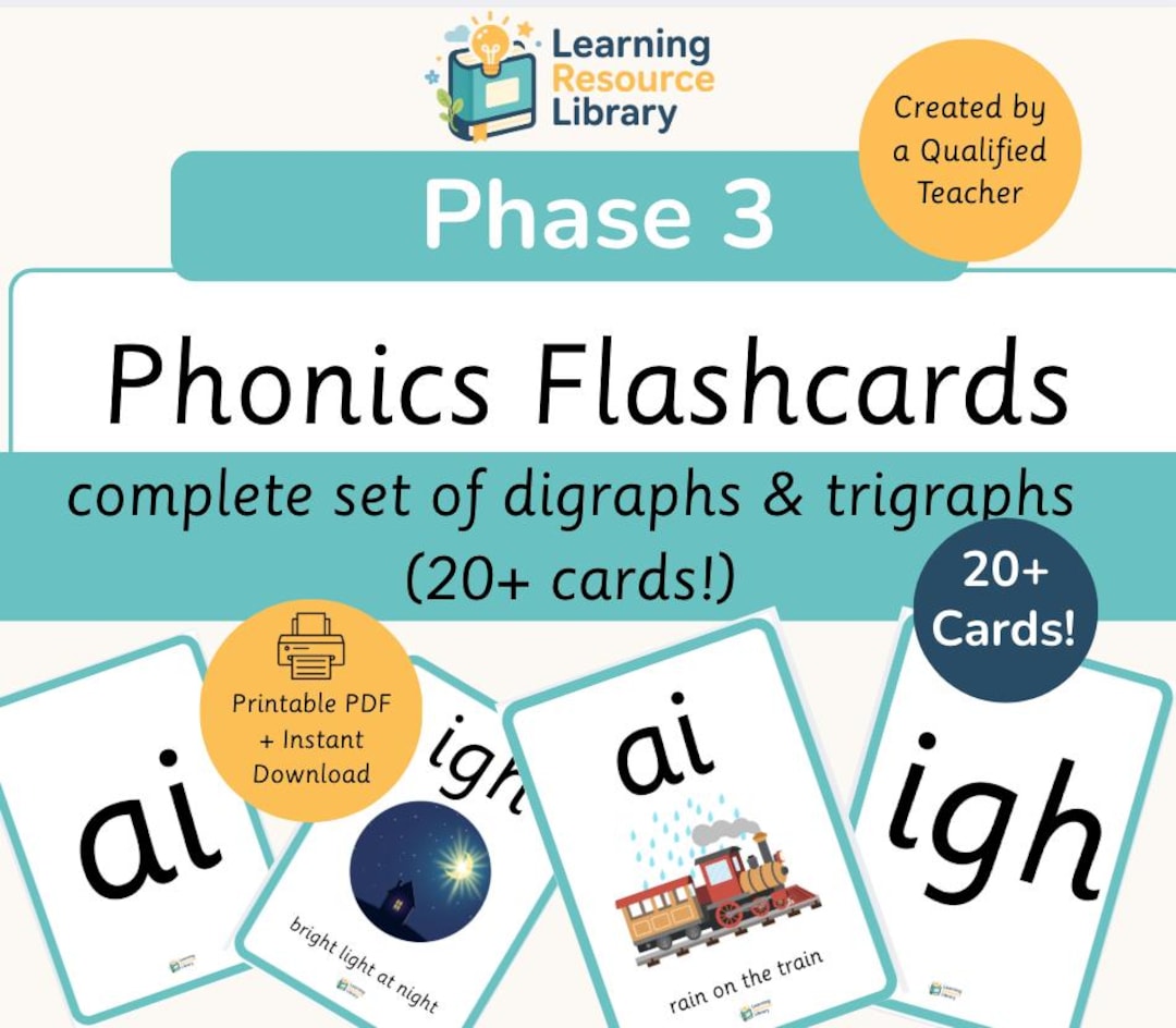 Phase 3 Phonics Flashcards Bundle | Kindergarten EYFS KS1 Phonics Cards ...