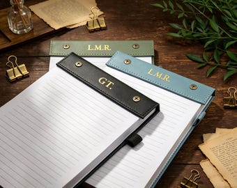 Personalized Leather Notebook, Custom Monogrammed Journal, Tearable Lined Notepad, Gift for Her, Office & School Supplies