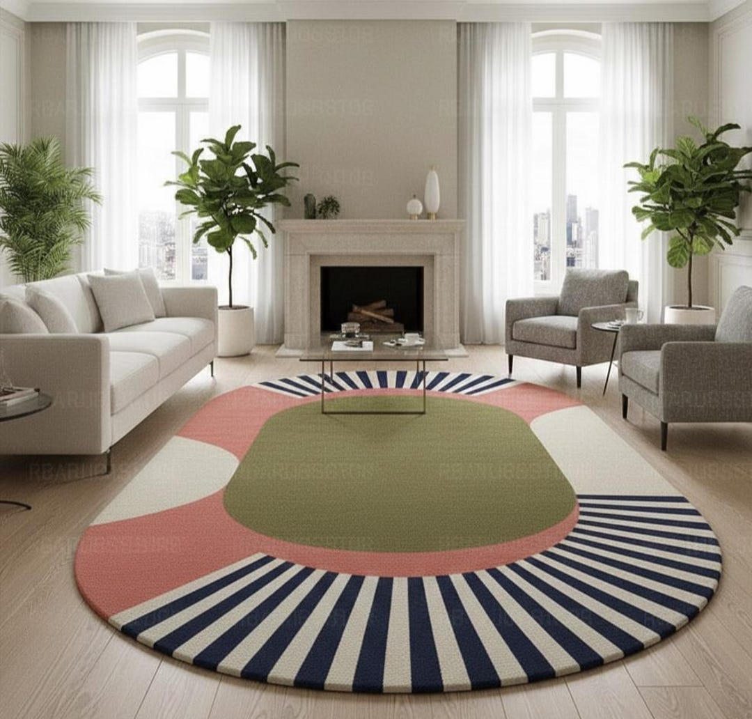 Hand Tufted Wool Rug, Modern Abstract Area Rug, Colorful Geometric Rug ...