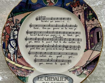 Placa antigua francesa Sarreguemines "Chansons et Rondes de France"