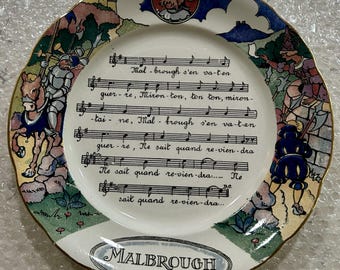 Placa antigua francesa Sarreguemines "Chansons et Rondes de France"