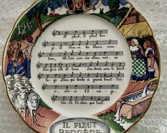 Placa antigua francesa Sarreguemines "Chansons et Rondes de France"