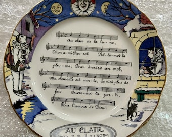 Placa antigua francesa Sarreguemines "Chansons et Rondes de France"