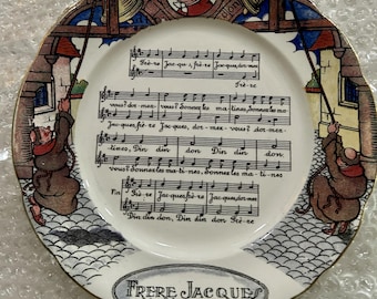 Placa antigua francesa Sarreguemines "Chansons et Rondes de France"