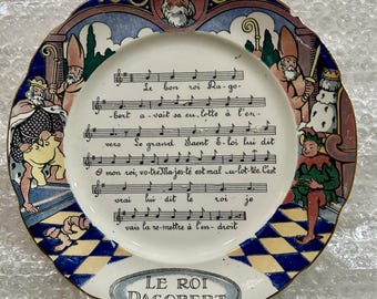 Placa antigua francesa Sarreguemines "Chansons et Rondes de France"