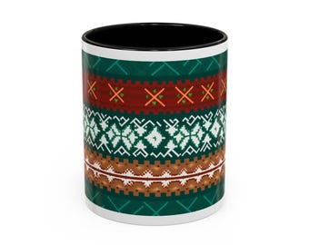 Taza con estampado nórdico Fair Isle / Taza de café decorativa 11 oz 15 oz