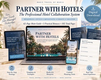 Hotel Collaboration Guide for Travel Creators | Hotel Pitch Templates, UGC Media Kit, Outreach Scripts & Collaboration Planner