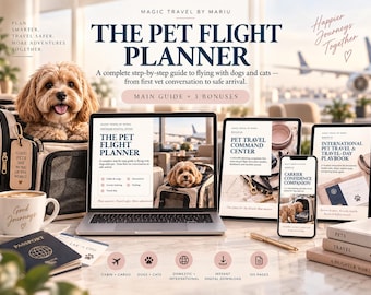 Pet Flight Planner Bundle | Flying With Dogs & Cats Guide | Airline Pet Travel Checklist | International Pet Travel PDF