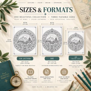 Travel Mandala Coloring Book for Adults | 64 Printable Travel Coloring Pages | PDF + PNG | Digital & Tablet Coloring image 6