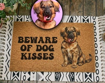 Felpudo personalizado con foto de mascota, felpudo de bienvenida personalizado para perros, alfombra de fibra de coco natural.