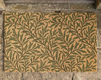 William Morris Willow Boughs Doormat, Botanical Arts and Crafts Welcome MatRug