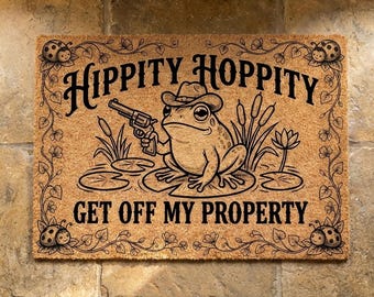 Felpudo de rana vaquera, Hippity Hoppity, ¡Fuera de mi propiedad!, Alfombra de entrada exterior