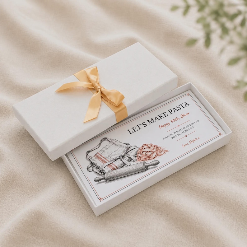 Personalized Pasta Making Class Voucher for a Hands on Cooking Gift - Etsy