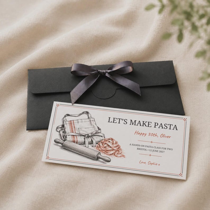 Personalized Pasta Making Class Voucher for a Hands on Cooking Gift - Etsy