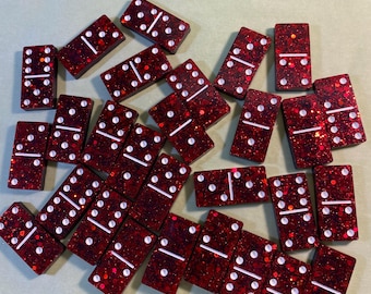 Small Red Glitter Style Dominoes