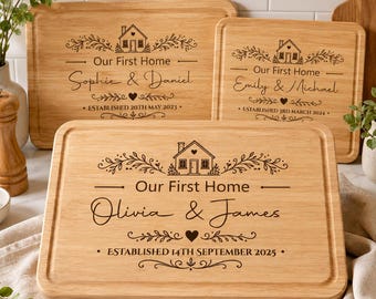 New Home Chopping Board, Personalised Full Design, First Home Gift for Couple