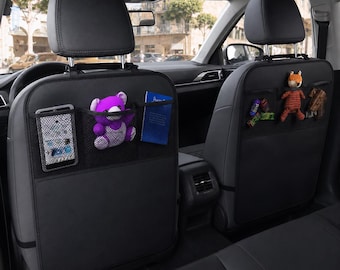 Waterproof Car Seat Organizer – 3 Pocket Kick Mat Protector for Kids