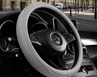 Faux Leather Steering Wheel Cover – Breathable Perforated Universal Fit (15 Inch / 38cm)