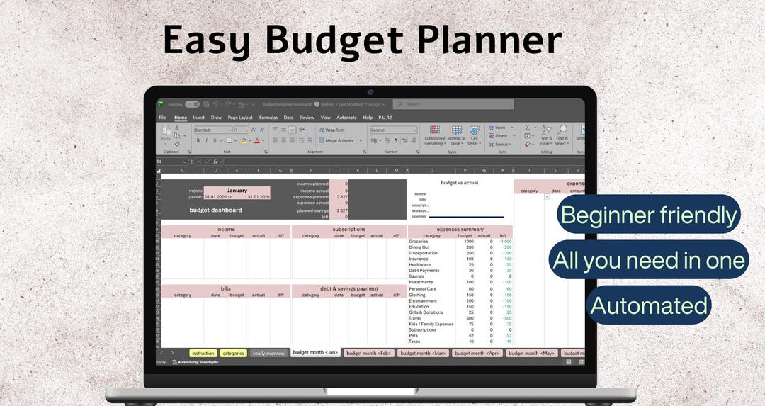 Personal Budget Tracker, Simple and for Beginners - Etsy