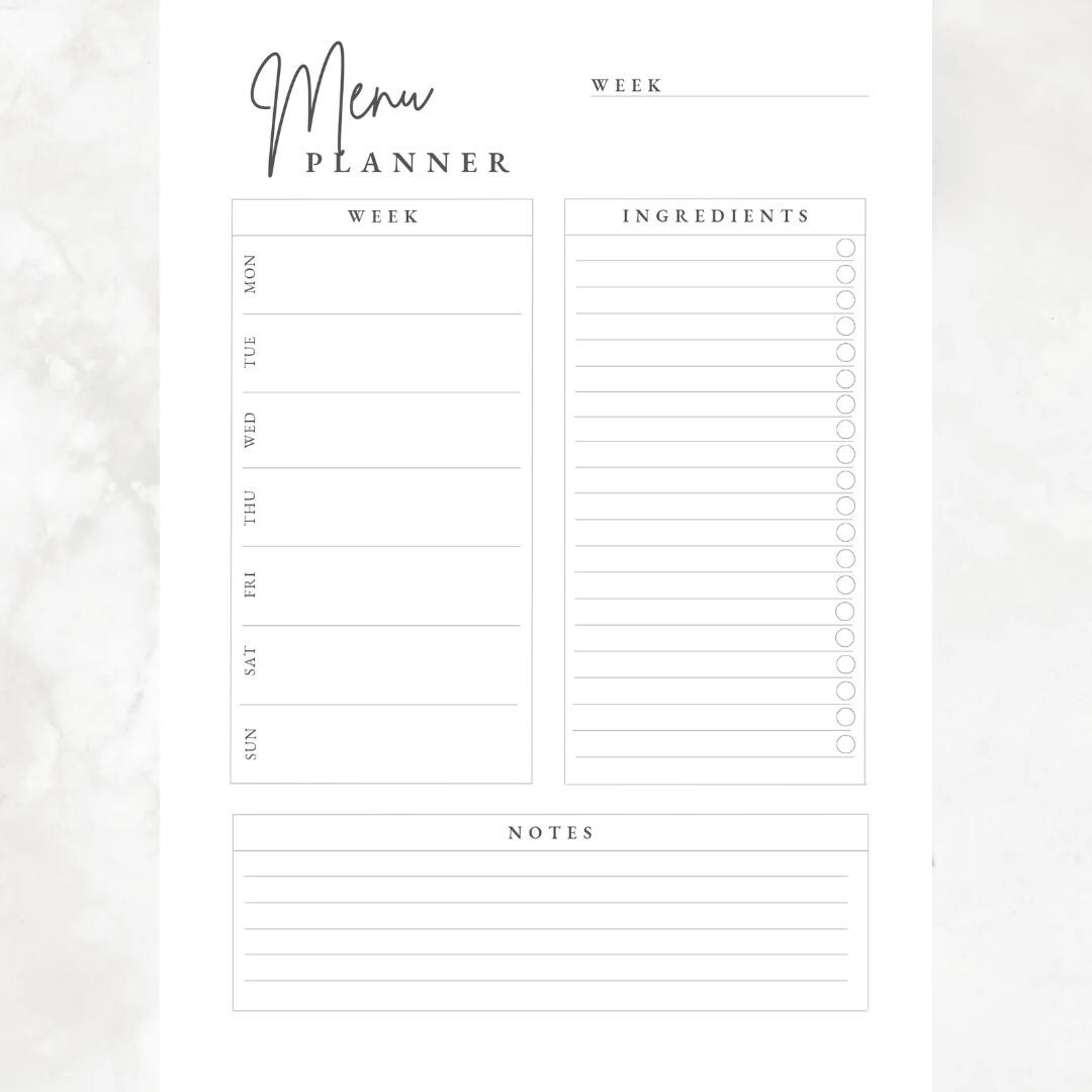 Menu Sheet.pdf Meal Planner Printable | Weekly Menu Planner PDF | Instant Download ...