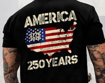 Amerika 250 jaar shirt, 1776 2026 USA Independence Day Tee, 4 juli Semiquincentennial T-shirt, patriottische Amerikaanse kaart grafische tshirt