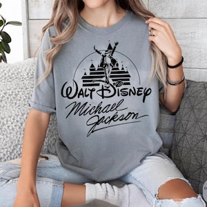 Maglietta Comfort Colors con Michael Jackson e Topolino, maglietta vintage Disney con musica, maglietta grafica del Re del Pop