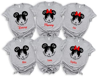 Aangepast Disney-shirt familievakantie 2026, gepersonaliseerd Disneyland Trip-T-shirt, bijpassende familie-outfits, Disney World-vakantieshirts