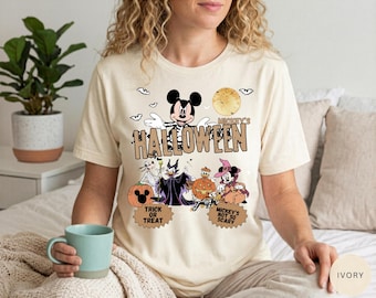 Mickey's Halloween-shirt | Vintage Disney Halloween-T-shirt | Niet zo eng Halloween-T-shirt | Disney-personages Halloween