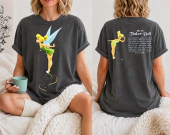 Vintage comfortkleuren Tinker Bell-shirt, retro Disney Fairy-T-shirt, Y2K Pixie Dust-shirt, Peter Pan geïnspireerd Magic Kingdom-T-shirt