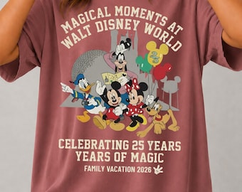 Comfortkleuren retro Disney World-shirt, vintage T-shirt Mickey en vrienden, Magic Kingdom-shirt familievakantie, Disney-reis 2026