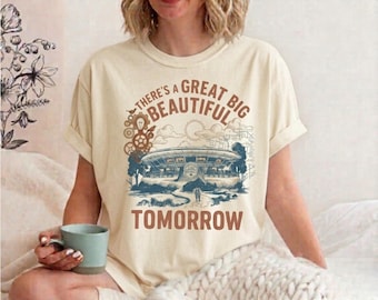 Shirt Big Tomorrow, retro T-shirt met themapark, vintage Future World T-shirt, kleding voor gezinsvakantie
