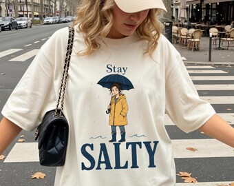 Stay Salty Shirt, Funny Sarcastic Tee for Women, Grumpy Rainy Day Shirt, Introvert Gift, Comfort Colors T-Shirt