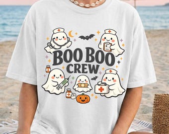 Boo Boo Crew Shirt, Halloween Nurse Tee, Cute Ghost Nurse Shirt, Nurse Gift, Comfort Colors Spooky Medical Tee