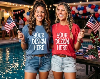 Independence Day Oversized Tee Mockup, Comfort Colors 1717 Pool Party JPG
