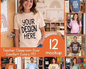 Comfort Colors 1717 Teacher Classroom Door Mockups Bundle, Etsy POD, JPG