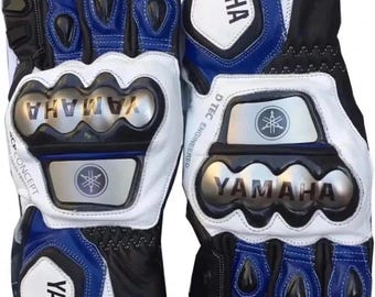 Men’s Yamaha Motorbike Gloves Motorcycle MotoGP Racing Pure Genuine Cowhide Leather Gloves, Best Gift for Riders