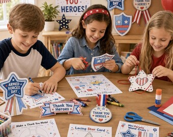 Kit de Artesanato Infantil para o Dia das Forças Armadas: Atividades Patrióticas de Agradecimento aos Heróis (Download em PDF)
