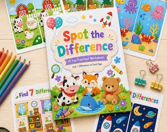 Encontre as Diferenças: Atividade para Imprimir para Crianças, Livro de Atividades Pré-escolares, Folha de Atividades para Encontrar 7 Diferenças (PDF)