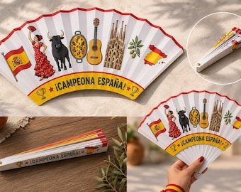 Leque dobrável da Espanha para imprimir, lembrancinha de festa espanhola, atividade para colorir (download em PDF)