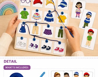Atividade de combinação de roupas para imprimir, jogo de coordenação motora fina para pré-escola, PDF de roupas infantis
