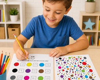 Atividades de contagem com círculos coloridos para crianças em idade pré-escolar (PDF)