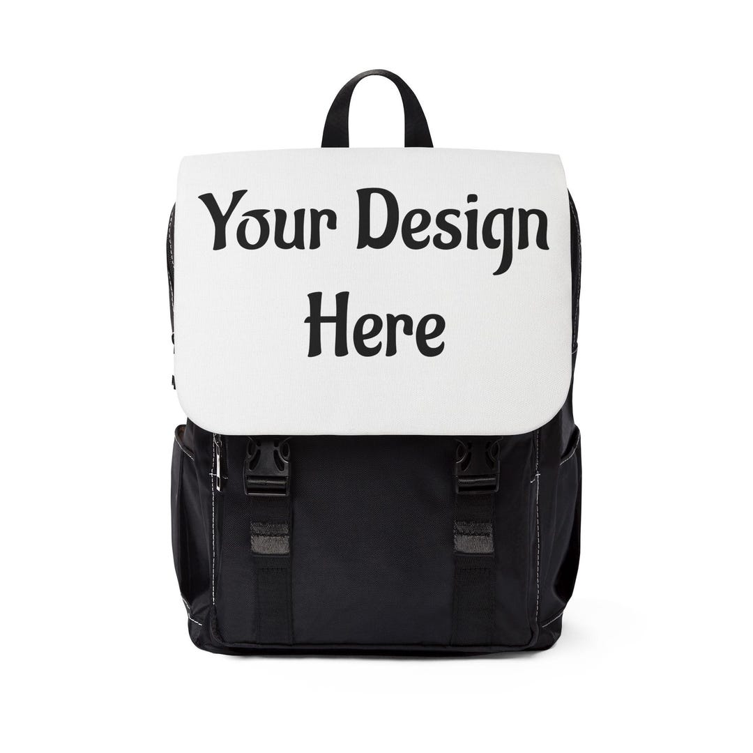 Custom Text/ Design Backpack | Canvas Flap School Shoulder Bag - Etsy