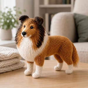 Rough Collie Amigurumi Crochet Pattern PDF, Realistic Dog Plush Toy Tutorial, Sable Puppy Handmade Gift DIY