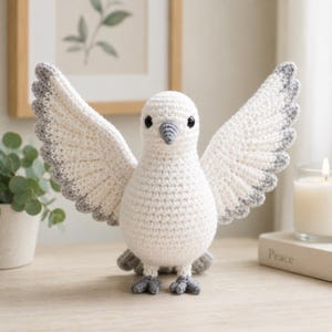 Fredsduva Amigurumi Virkmönster, Trådvinge Fågel PDF, Spirituell Barnkammarinredning Handledning