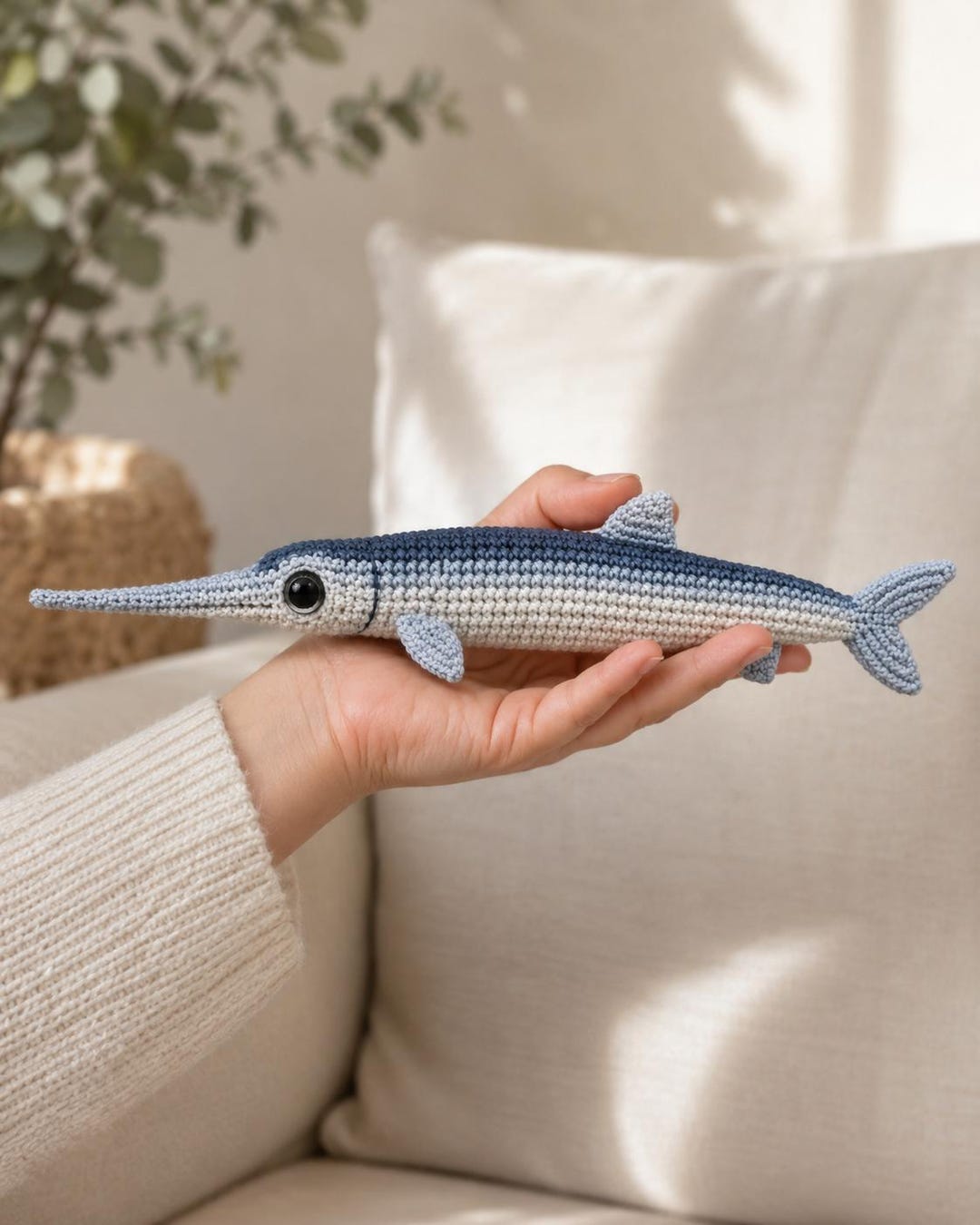 Realistic Garfish Crochet Pattern PDF, Amigurumi Fish Plush Tutorial ...