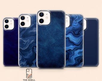 Custodia per telefono blu navy, cover semplice blu scuro per iPhone 17Pro, 16, 15, 14, 13, 12, Samsung S26, S25, S24, S23Fe, A16, A56, Pixel 10, 9Pro