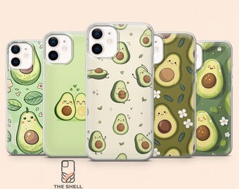 Avocado Phone Case Fresh Green Pattern Cover for iPhone 17Pro, 16, 15, 14, 13, 12, Samsung S26, S25, S24, S23Fe, A16, A56, Pixel 10, 9Pro