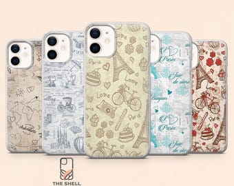 Paris Phone Case Travel Romantic Cover for iPhone 17Pro, 16, 15, 14, 13, 12, Samsung S26, S25, S24, S23Fe, A16, A56, Pixel 10, 9Pro