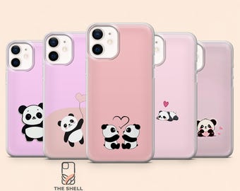 Panda Phone Case Animal Love Cover for iPhone 17Pro, 16Pro, 15Pro, 14, 13, 12, Samsung S26, S25, S24, S23Fe, S22, A16, A56, Pixel 10, 9Pro