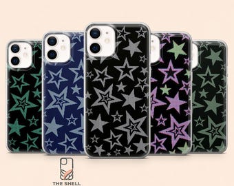 Custodia per telefono Grunge Star Dark Y2K Emo per iPhone 17Pro, 16, 15, 14, 13, 12, Samsung S26, S25, S24, S23Fe, S22, A16, A56, Pixel 10, 9Pro